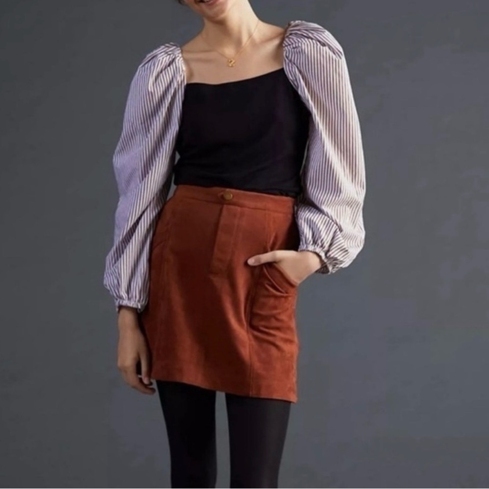 Maeve by anthropologie open back puffed sleeve blouse